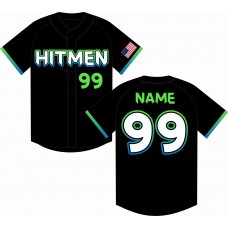 Hitmen Baseball Black SUBLIMATED FAUX FULL-BUTTON BASEBALL JERSEY